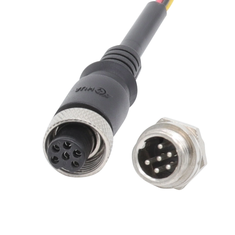 LED Lighting Aviation Connector Sensor 6 Pin Waterproof Male to Female Spiral Jack Extension Cable